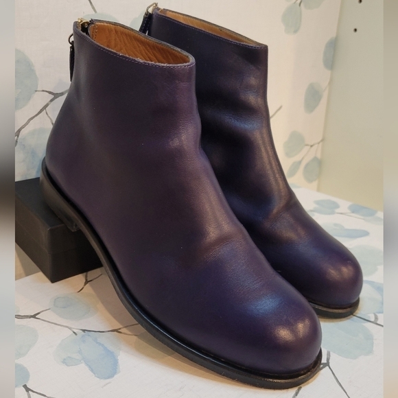 Jil Sander Women's Ankle Purple Leather boots size   37 EU Made in Italy - Picture 1 of 8